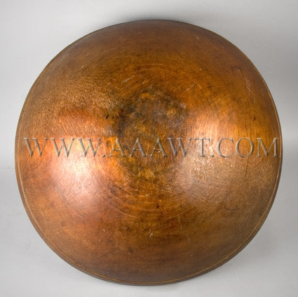 Large Natural Colored Wooden Bowl, bottom view